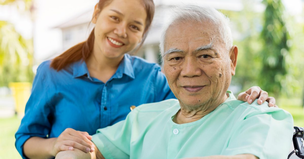 cannabis and parkinson't represented by asian nurse and older asian man