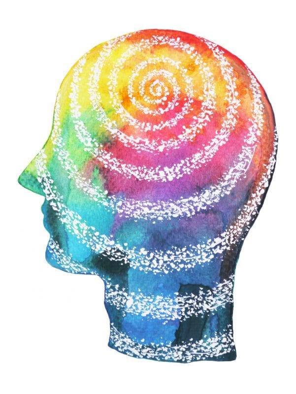 healthy brain concept art with colors and swirls