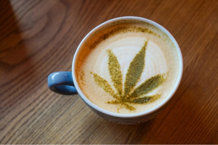 coffee with cannbis leaf on top